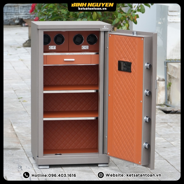 Nội thất két sắt Xiaomi CRMCR 100JBW bọc da kim cương, nhiều ngăn tiện ích để tài sản