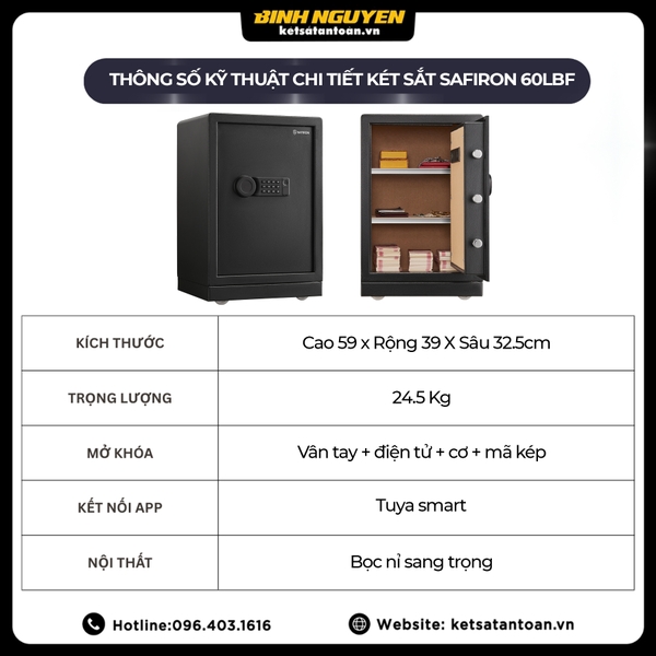 Thông số kỹ thuật két sắt Safiron 60LBF