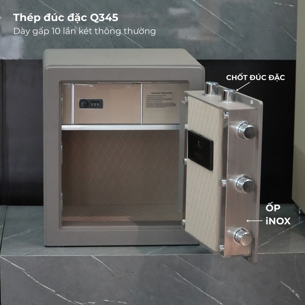 Két sắt Xiaomi CRMCR 45LB thép đúc đặc Q345, chốt thép đặc Ø32mm, cánh cửa dày chống cạy phá hiệu quả