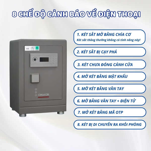 8 Chế Độ Cảnh Báo Thông Minh Về Điện Thoại – Kiểm Soát Két Sắt Chủ Động Từ Xa