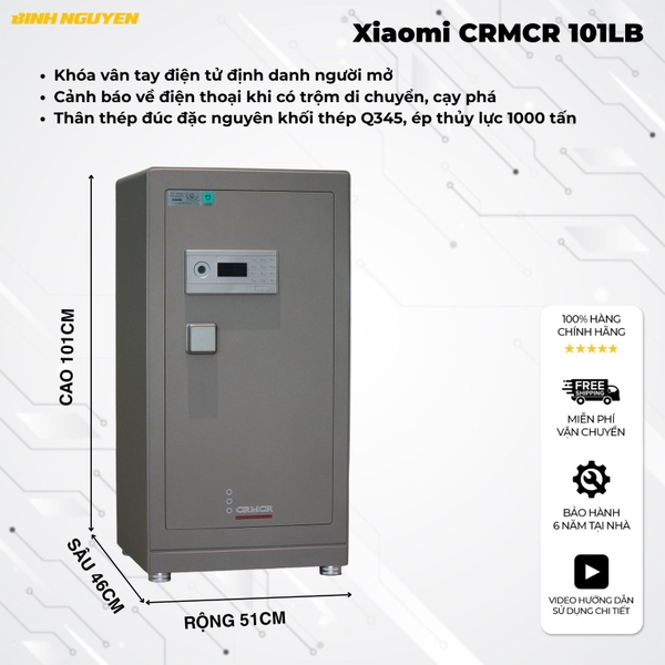 Két sắt nhập khẩu Xiaomi CRMCR 101LB khóa vân tay điện tử định danh người mở