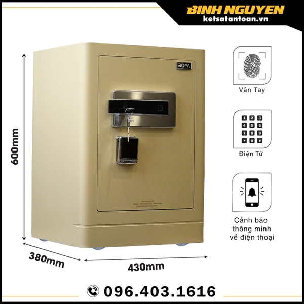 Két sắt nhập khẩu thông minh bofa fdg-a1/d-65 vân tay điện tử, kết nối điện thoại