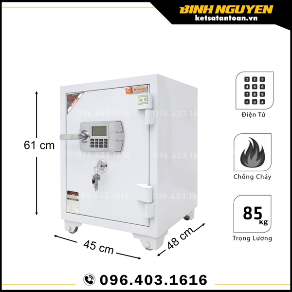 Két sắt chống cháy việt tiệp kv95dt màu trắng khóa điện tử an toàn nhanh chóng