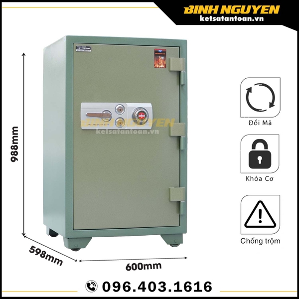 Két sắt hòa phát ks290k2c1 khóa cơ đổi mã chống cháy