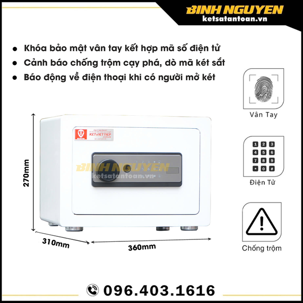 Két sắt Việt Tiệp KS11 mini khách sạn khóa vân tay điện tử sang trọng