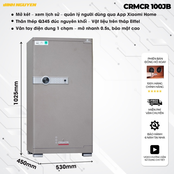 Két sắt xiaomi crmcr 100jbw có ngăn đồng hồ xoay, kết nối app xiaomi home