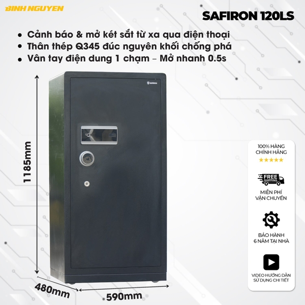 Két sắt nhập khẩu safiron 120ls vân tay điện tử kết nối app điện thoại