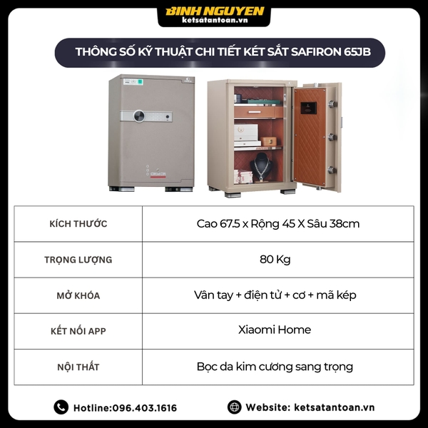 Thông Số Kỹ Thuật Két Sắt Xiaomi CRMCR 65JB