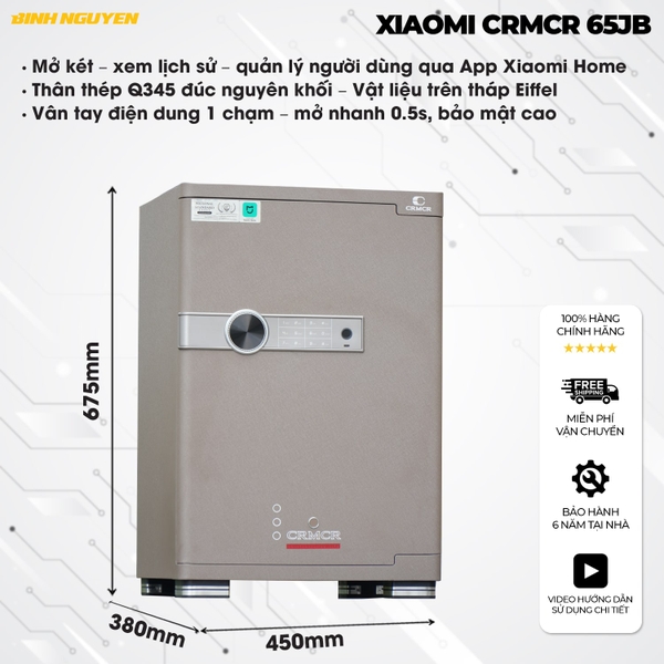 Két sắt nhập khẩu Xiaomi CRMCR 65JB khóa vân tay điện tử