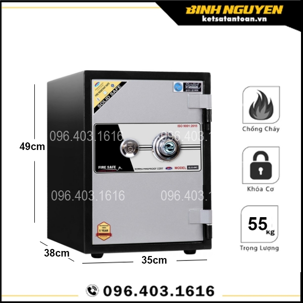 Két sắt solid sls-49c mini khóa cơ chống cháy hàn quốc