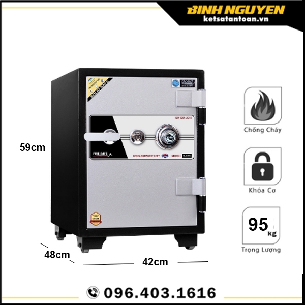 Két sắt solid sls-59c khóa cơ chống cháy an toàn hàn quốc