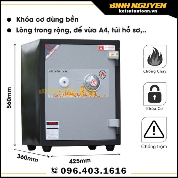 Két sắt việt tiệp khóa cơ chống cháy kcc56kc