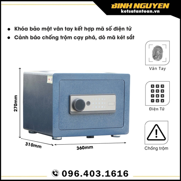 Két sắt khách sạn Việt Tiệp KKS09, khóa vân tay điện tử, thiết kế hiện đại, nhỏ gọn sang trọng