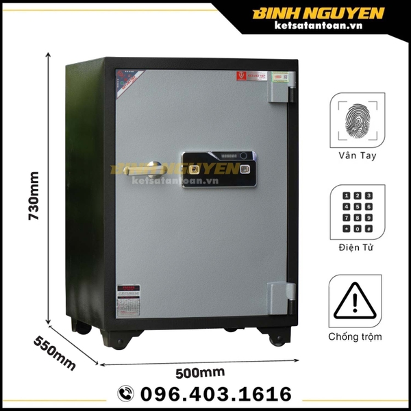 Két sắt vân tay việt tiệp kv175vt cỡ lớn chống cháy an toàn bảo mật