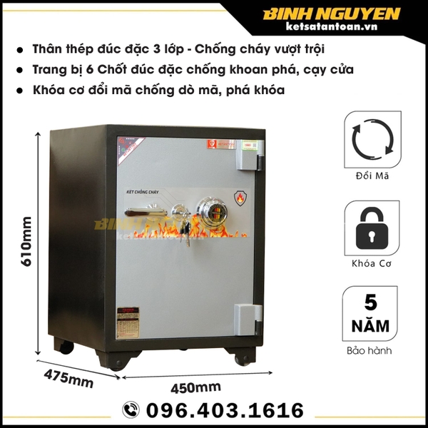 Két sắt Việt Tiệp KV45 Khóa cơ đổi mã chống cháy