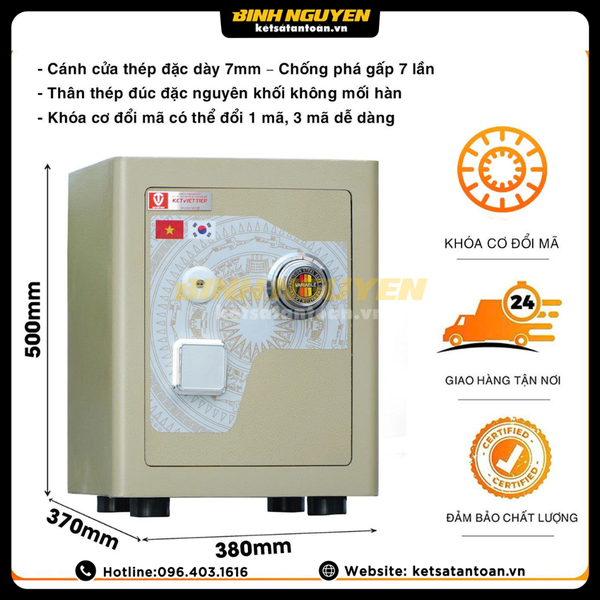 Két sắt mini việt tiệp kvtsc166 siêu cường khóa cơ đổi mã chống cháy