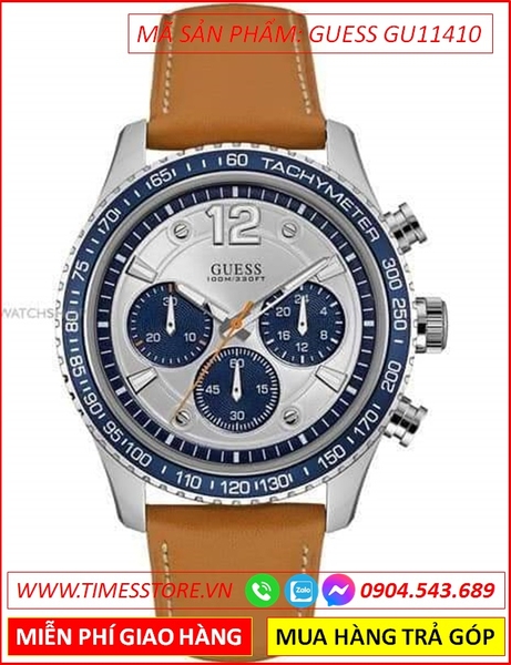 Đồng Hồ Nam Guess Tachymeter Chronograph Dây Da Nâu