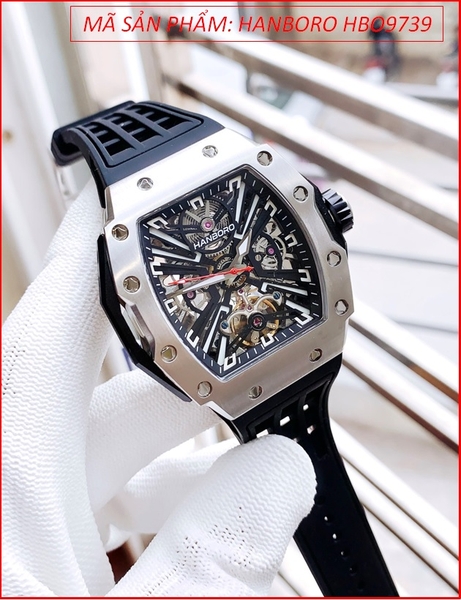 Đồng Hồ Nam Hanboro Automatic Tựa Richard Miller Mặt Oval Silicone