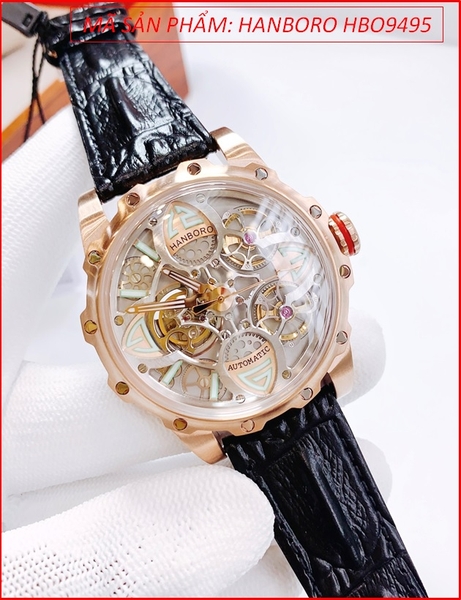 Đồng hồ Nam Hanboro Tourbillon Automatic Lộ Máy Cơ Tự Động (43mm)