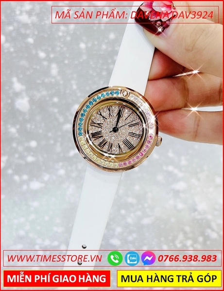 Đồng hồ Nữ Davena Mặt Tròn Dây Da Phiên Bản Fendi Ngũ Sắc