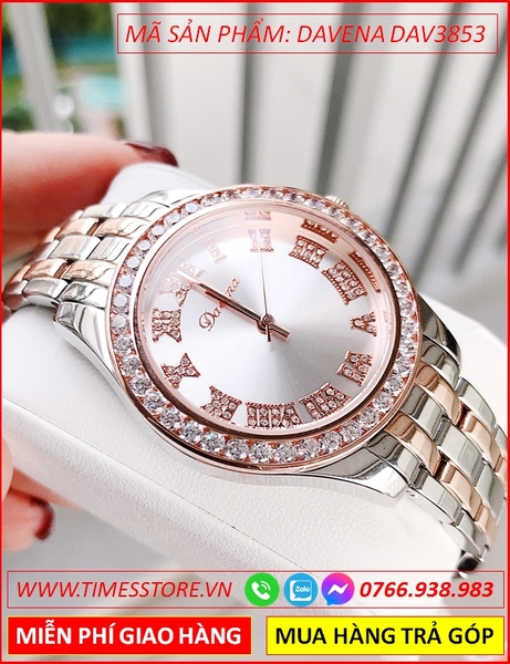 Đồng hồ Nữ Davena Mặt Số La Mã Demi Rose Gold Swarovski