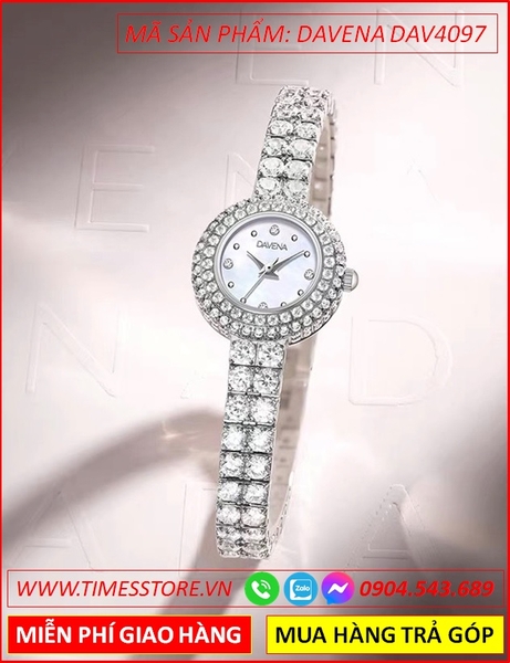 Đồng Hồ Nữ Davena Mặt Tròn Full Đá Swarovski