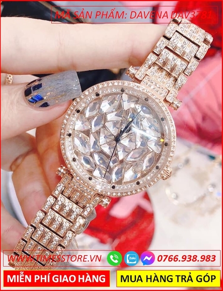 Đồng hồ Nữ Davena Rose Gold Full Đá Pha Lê Swarovski size lớn