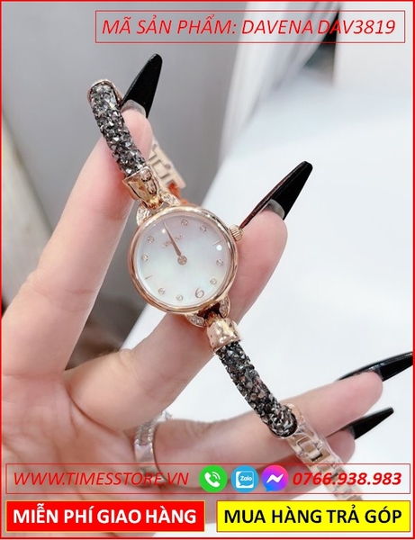 Đồng hồ Nữ Davena Vòng Tay Nhỏ Xinh đá Swarovski Rose Gold