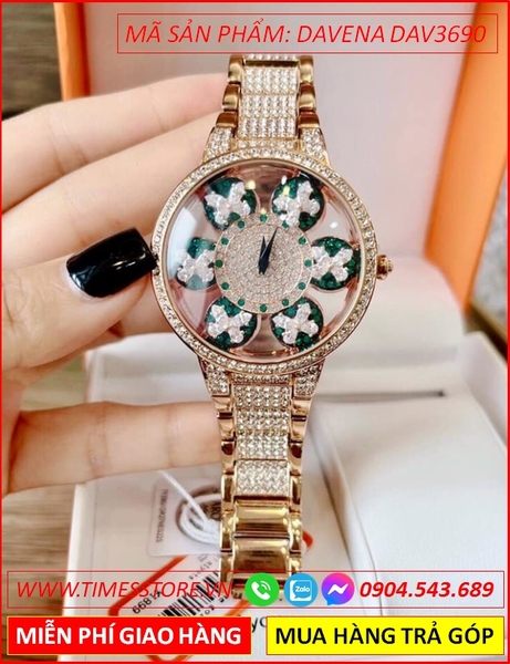 Đồng hồ Nữ Davena Cánh bướm xoay Full Swarovski Vàng Gold (38mm)