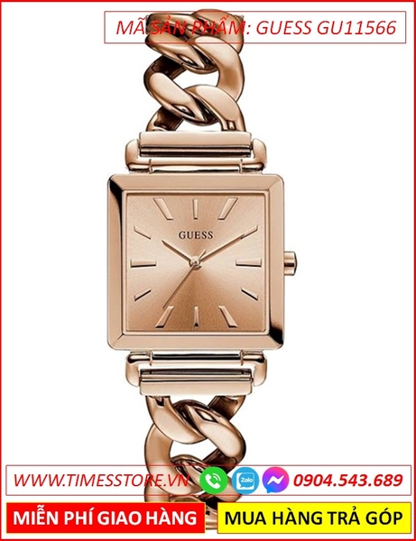 Đồng Hồ Nữ Guess Chain Bracelet Mặt Vuông Dây Rose Gold