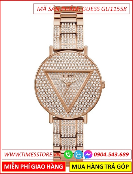 Đồng Hồ Nữ Guess Ladies Trend Mặt Tròn Đính Đá Dây Rose Gold