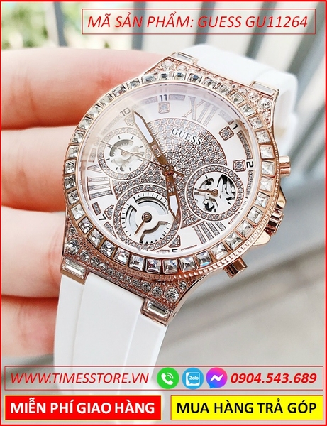 Đồng hồ Nữ Guess Vàng Gold Luxury Mặt Tròn Dây Cao Su