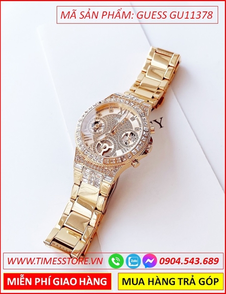 Đồng Hồ Nữ Guess Moonlight Đính Đá Dây Kim Loại Vàng Gold