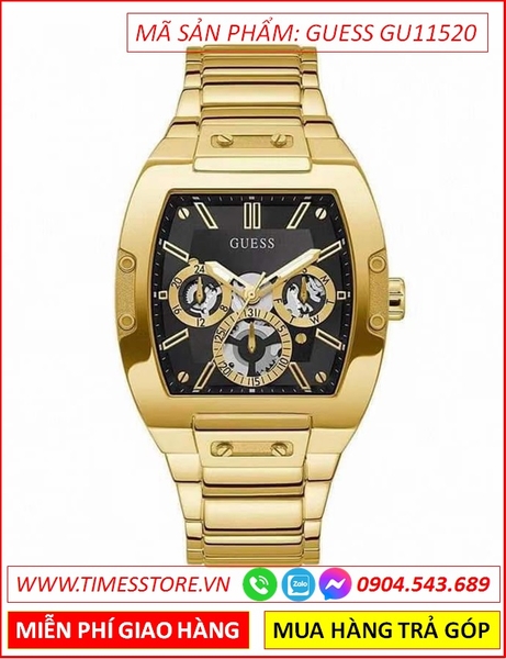 Đồng Hồ Nữ Guess Phoenix Mặt Đen 6 Kim Dây Full Vàng Gold