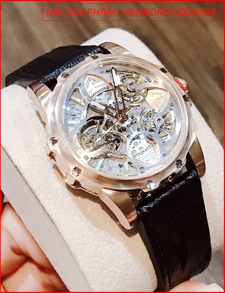 Đồng hồ Hanboro Nữ Tourbillon Automatic Lộ Máy Cơ Tự Động