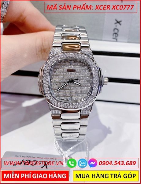 Đồng Hồ Nữ Xcer Mặt Vuông Full Đá Swarovski Dây Kim Loại