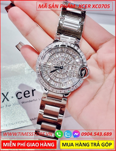 Đồng Hồ Nữ Xcer Tựa Cartier Mặt Full Đá Dây Kim Loại