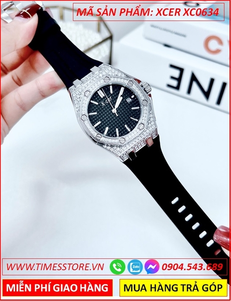 Đồng Hồ Nữ Xcer Tựa Hublot Đính Đá Swasrovski Dây Cao Su Đen