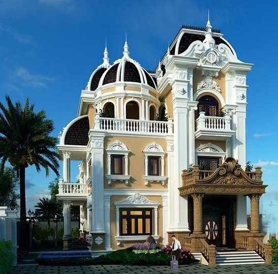 Thiết kế nhà biệt thự mái vòm – mái vòm bất đối xứng