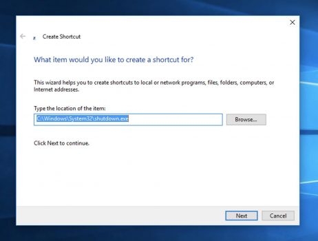 Tạo Shortcut hẹn giờ tắt máy tính trên Windows