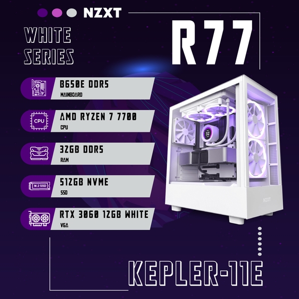 PC ST-KEPLER-11E R77 (Ryzen 7 7700, RTX 3060, Ram 32GB DDR5, SSD 512GB, 750W)