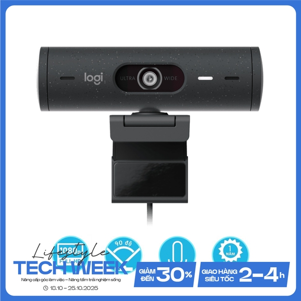 Webcam máy tính Logitech Brio 500 Black 960-001423