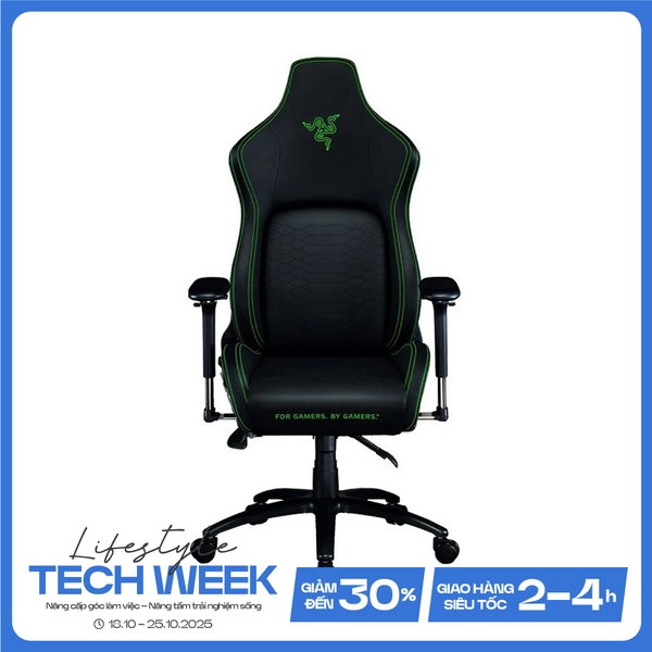 Ghế Gaming Razer Iskur Black Green Leather RZ38-02770100-R3U1