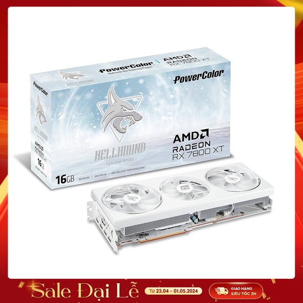 VGA PowerColor Radeon Hellhound Spectral White RX 7800 XT 16G OC GDDR6 RX-7800-XT-16G-L/OC/WHITE