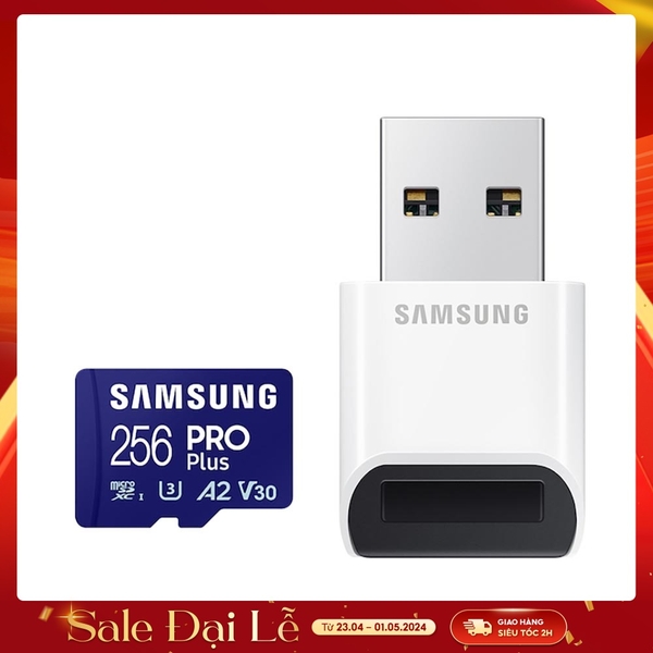 Thẻ Nhớ MicroSDXC Samsung Pro Plus U3 A2 256GB 180MB/s With Reader MB-MD256SB/WW