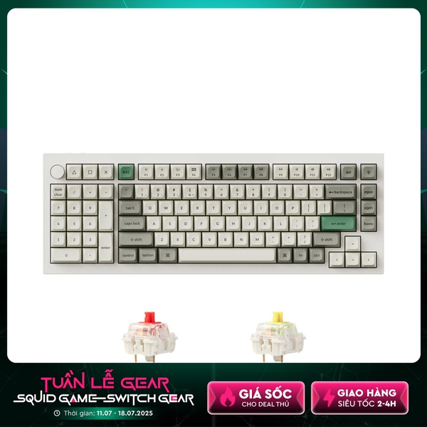 Bàn phím cơ không dây Southpaw Keychron Q12 Max Shell White RGB Knob Hotswap (Gateron Sw)