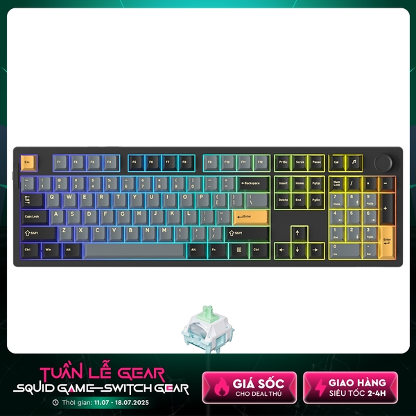 Bàn phím cơ không dây Dareu EK106 Pro Triple Mode Black Golden (Dareu Sw)