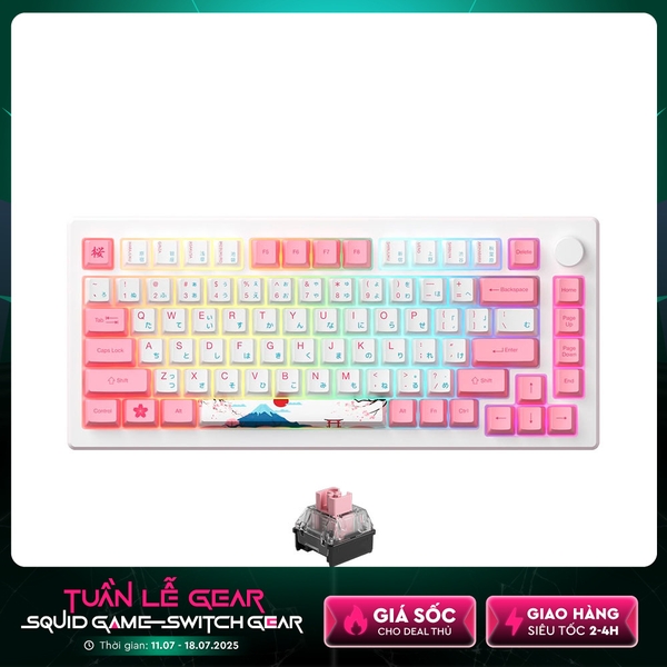 Bàn phím cơ không dây AKKO MOD007B-HE PC Tokyo Sakura Pink Hotswap (Magnetic Sw)