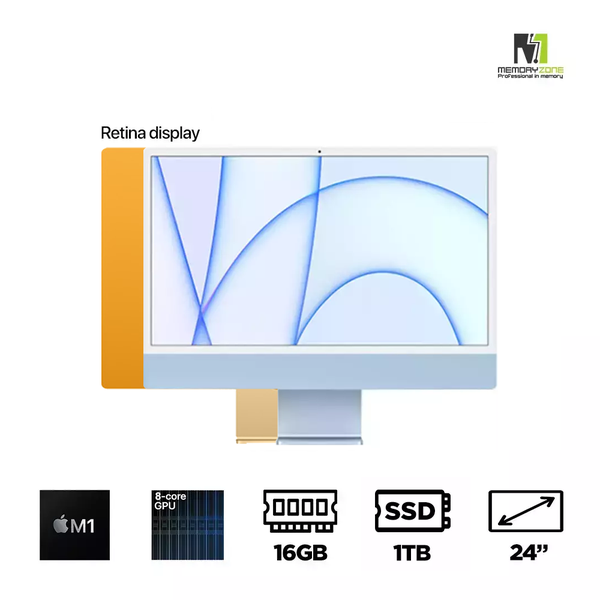 Apple iMac M1 24 Inch 2021 (Apple M1, 8-Cores GPU, Ram 16GB, SSD 1TB, 24 Inch Retina 4.5K)