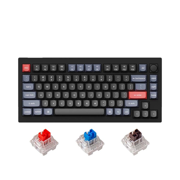 Bàn phím cơ Keychron V1 Full Assembled Knob Black Carbon Led RGB HotSwap Keychron K Pro Switch Red / Blue / Brown